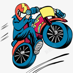 卡通可爱摩托车赛车手素材
