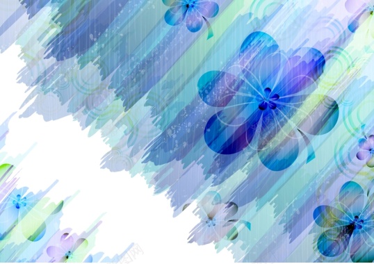 蓝色花朵艺术刷痕背景矢量背景