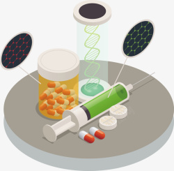 医疗药物与注射器矢量图素材