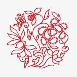 古风红色花朵装饰背景素材
