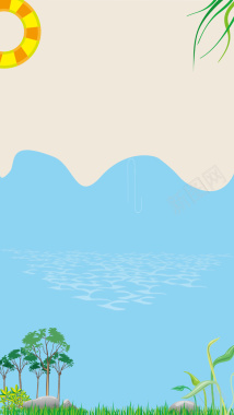 夏日游泳插画封面矢量图背景