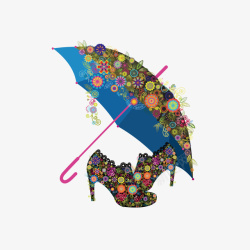 花伞和花鞋矢量图素材