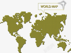 世界波黄色波点世界地图矢量图高清图片