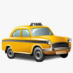 黄色圆弧出租车元素矢量图素材