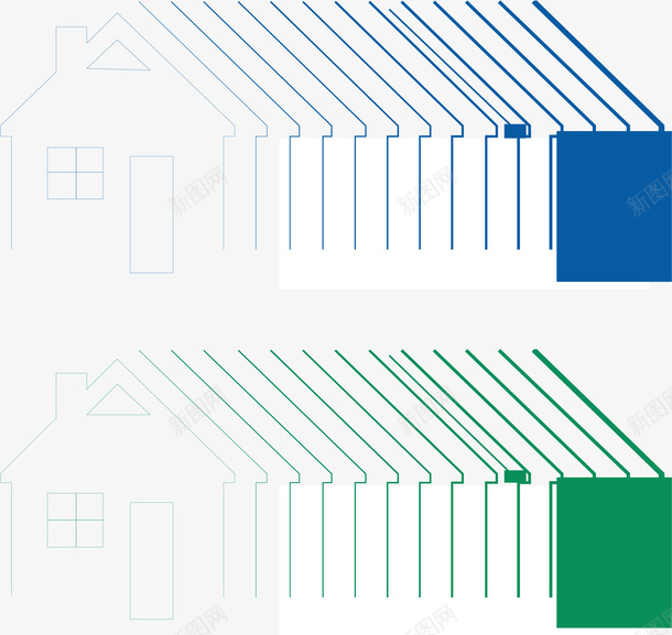 房屋矢量图eps免抠素材_88icon https://88icon.com 排序 矢量房屋 绿色 蓝色 矢量图
