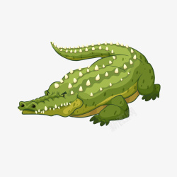 绿色爬行鳄鱼卡通插画矢量图素材