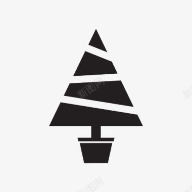 手绘卡通黑色圣诞树图标图标
