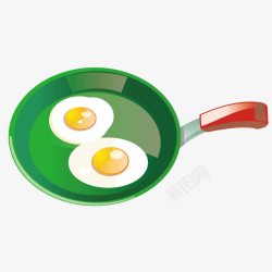 绿色平底锅煎蛋鸡蛋荷包蛋素材