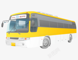 卡通手绘黄色时尚公交车矢量图素材