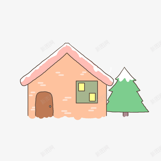手绘房子和树png免抠素材_88icon https://88icon.com 小树 房子 手绘画 矢量装饰 装饰