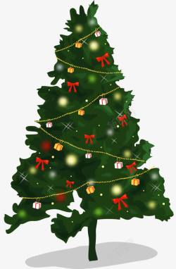 绿色卡通圣诞树装饰素材