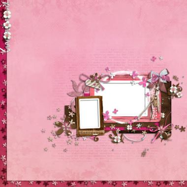 粉色背景下的花朵边框背景