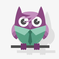 紫色卡通猫头鹰素材