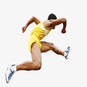 赛跑运动员png免抠素材_88icon https://88icon.com 拼搏 跑步 钉鞋 黄色