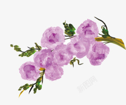 水彩手绘紫色花卉矢量图素材