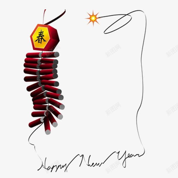 鞭炮边框png免抠素材_88icon https://88icon.com 新年 暗红色 炮竹