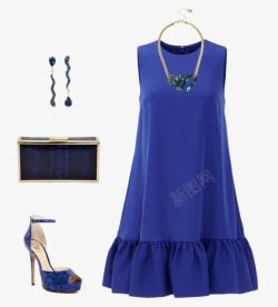 蓝色裙子和包包素材
