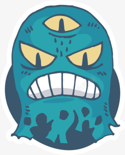 蓝色的怪物面具矢量图素材