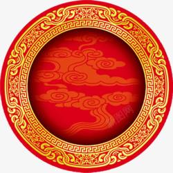 中国风黄红色花纹装饰素材