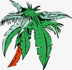 椰子免扣素材2手绘彩色椰子树2高清图片