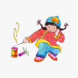 放鞭炮的女孩素材