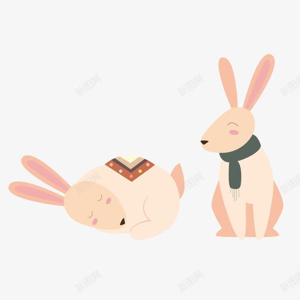 兔子睡觉png免抠素材_88icon https://88icon.com 卡通 围巾 微笑 装饰