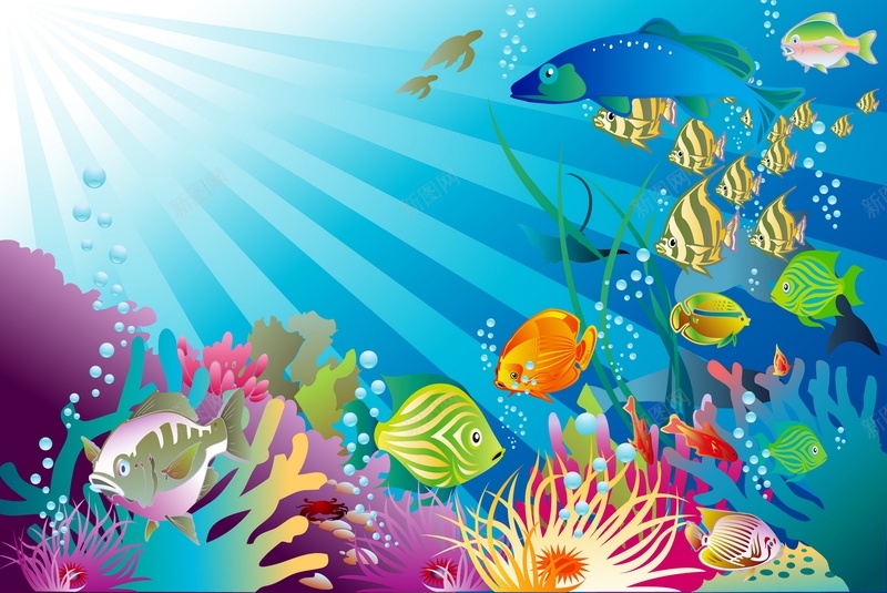 海底世界矢量图ai设计背景_88icon https://88icon.com 卡通 手绘 海底世界 海洋 海洋公园 生物 童趣 鱼类 矢量图