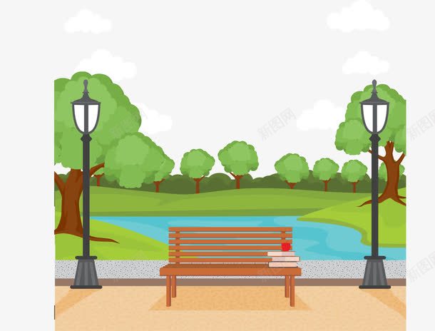 城市公园和长椅风景png免抠素材_88icon https://88icon.com 公园 城市 素材 长椅 风景