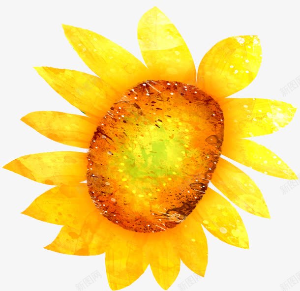 手绘卡通黄色向日葵png免抠素材_88icon https://88icon.com 卡通 向日葵 黄色