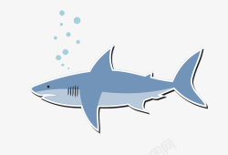一条蓝色鲨鱼矢量图素材