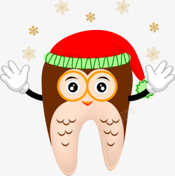 雪花圣诞节卡通牙齿素材