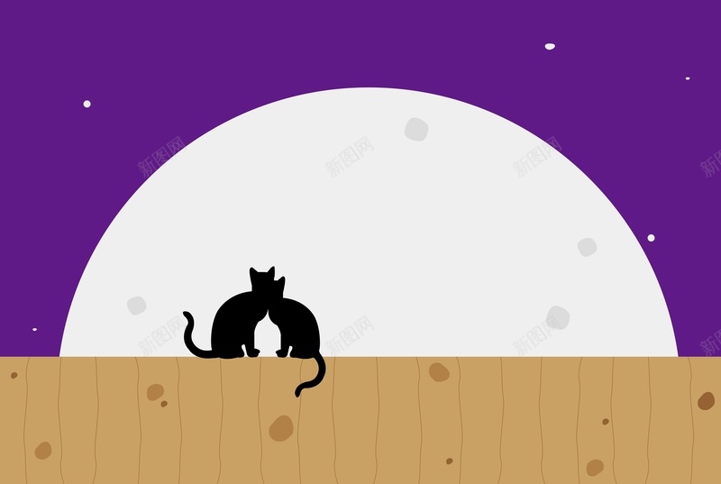 矢量卡通猫咪月亮背景ai设计背景_88icon https://88icon.com 儿童画 卡通 手绘 月亮 海报 猫咪 矢量 童趣 紫色 背景 矢量图