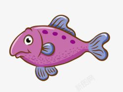 卡通手绘紫色小鱼素材