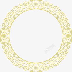 黄色中国风花纹圆形装饰素材