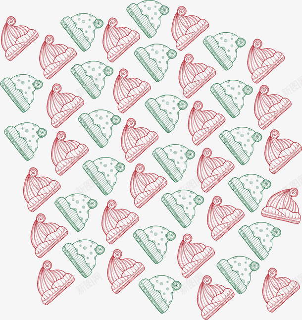 红绿色圣诞帽花纹矢量图ai免抠素材_88icon https://88icon.com 卡通花纹 圣诞帽 圣诞帽花纹 矢量png 红绿色 花纹 矢量图