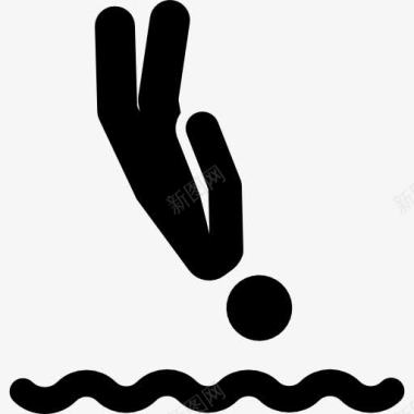 跳跃美女水上运动图标图标