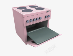 粉色手绘灶台烤箱素材
