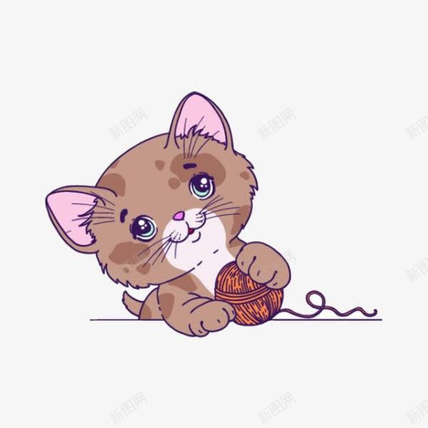 卡通猫png免抠素材_88icon https://88icon.com 免扣猫 卡通 小猫抓 彩色毛球 猫玩毛线球 猫素材