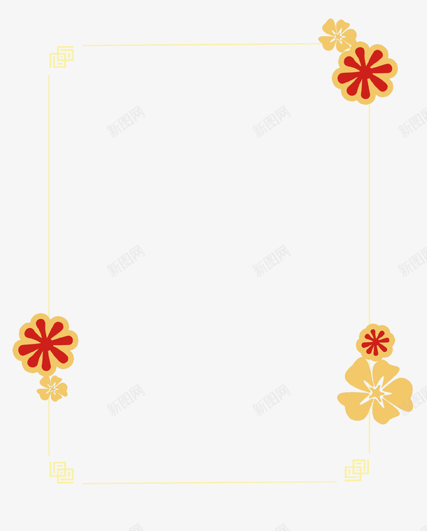 金色花朵装饰边框psd免抠素材_88icon https://88icon.com 创意设计 框 矩形 花朵 花纹 装睡 边框 金色