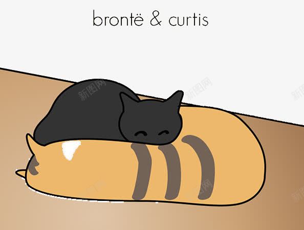 睡懒觉的黑猫png免抠素材_88icon https://88icon.com 懒虫 睡懒觉的猫 黄猫 黑猫