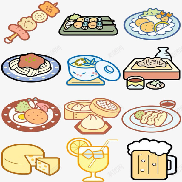 手绘食物png免抠素材_88icon https://88icon.com 卡通手绘 漫画 食物