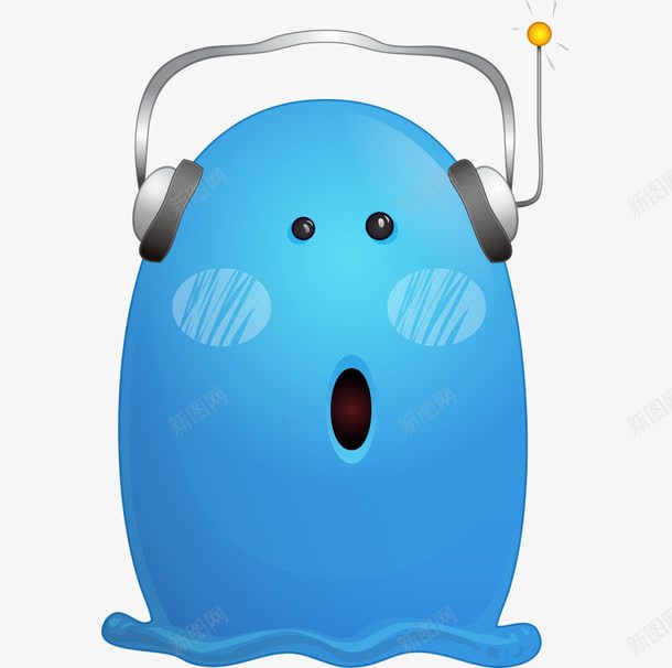 卡通手绘可爱蓝色鬼魂戴耳机png免抠素材_88icon https://88icon.com 卡通的鬼魂 可爱的鬼魂 平面鬼魂素材 戴耳机的鬼魂 手绘的耳机 手绘的鬼魂