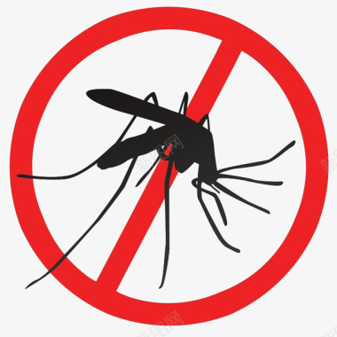禁止蚊子卡通简约红色禁止蚊子图标图标