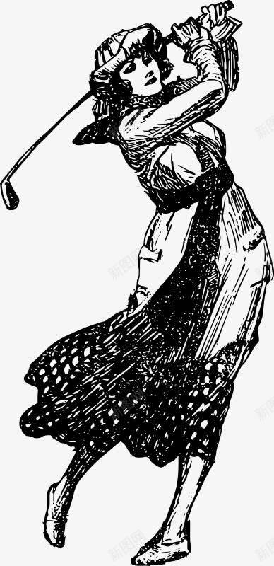 打高尔夫的手绘女孩png免抠素材_88icon https://88icon.com 女孩 手绘的 高尔夫 黑色的