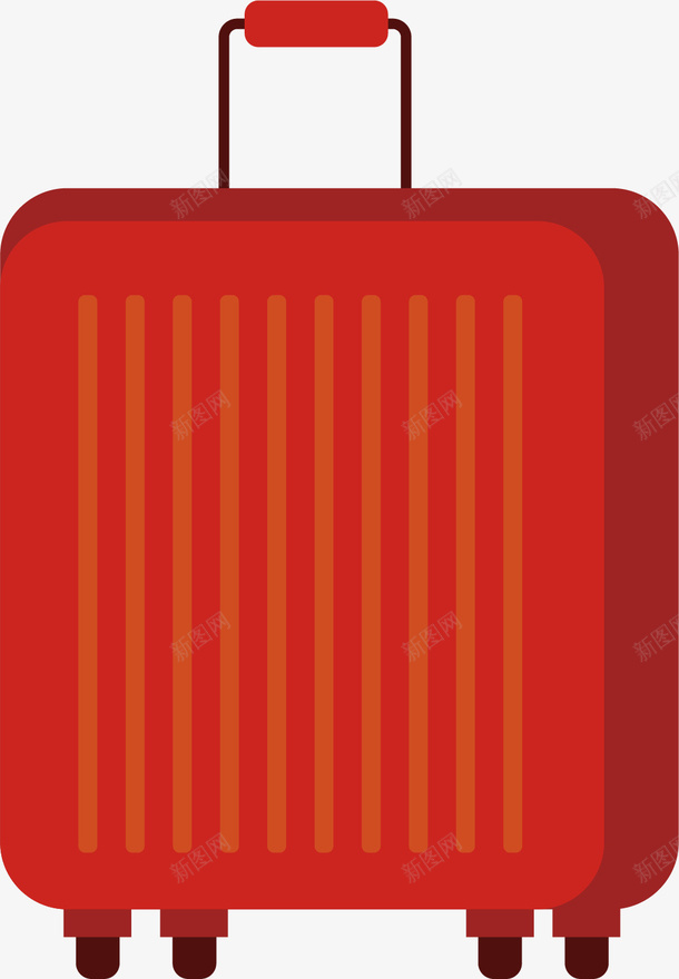 红色的行李箱矢量图ai免抠素材_88icon https://88icon.com 体积大的 实用 拉箱 红色 行李箱 矢量图