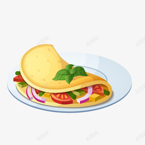 盘子里的卷饼食物矢量图ai免抠素材_88icon https://88icon.com 卷饼 天猫吃货节 盘子里的食物 美食 食物 矢量图