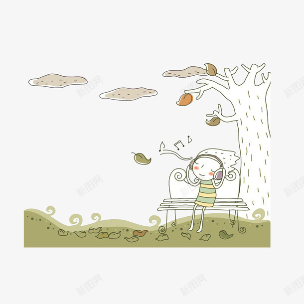 在树下听音乐的男子png免抠素材_88icon https://88icon.com 卡通插画 在树下听音乐的男子 树下的人 清风徐来