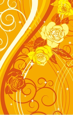 橘黄色花朵背景矢量图背景