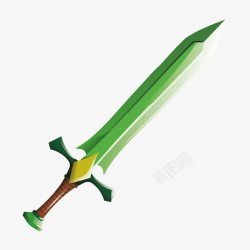 游戏道具绿色宝剑素材