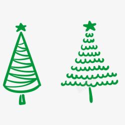 绿色手绘圣诞树素材